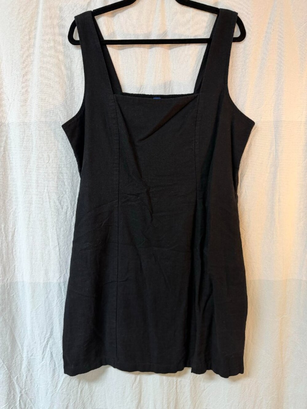 Square-Neck Linen-Blend Mini Dress
